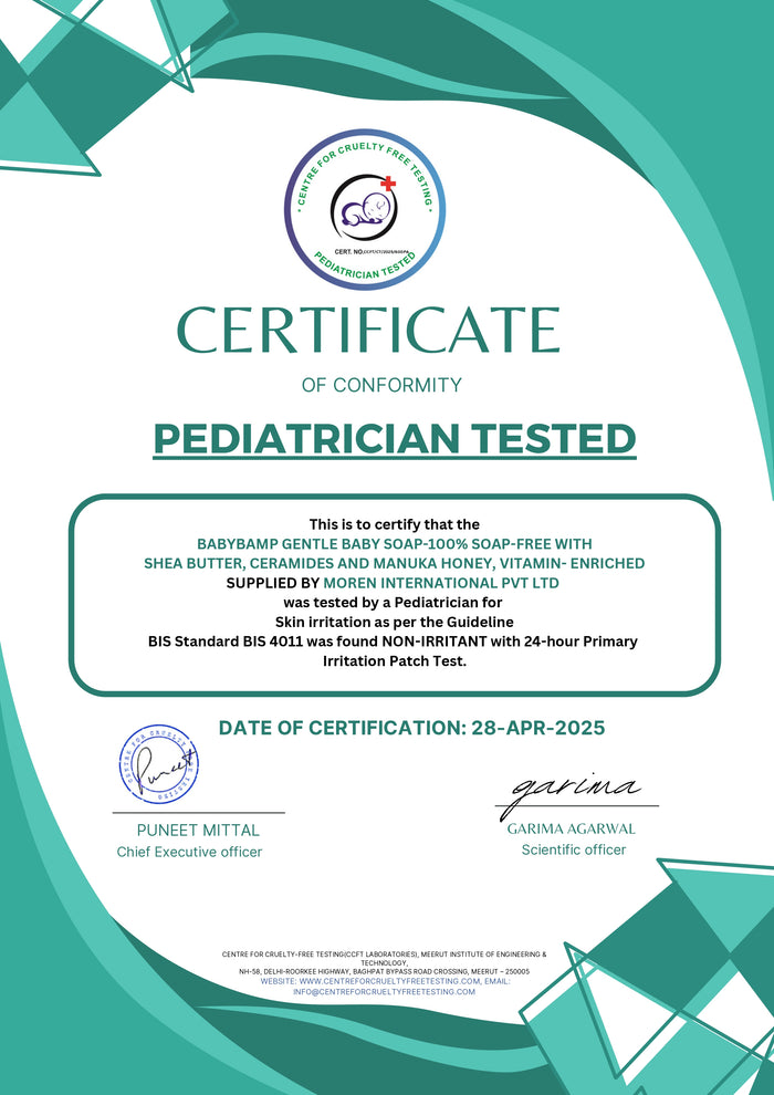 Certificate of Conformity: Pediatrician Tested, BabyBamp Gentle Baby Soap