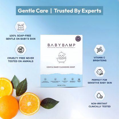 BabyBamp soap-free syndet bar for newborns, a ceramide-rich Tedibar competitor.