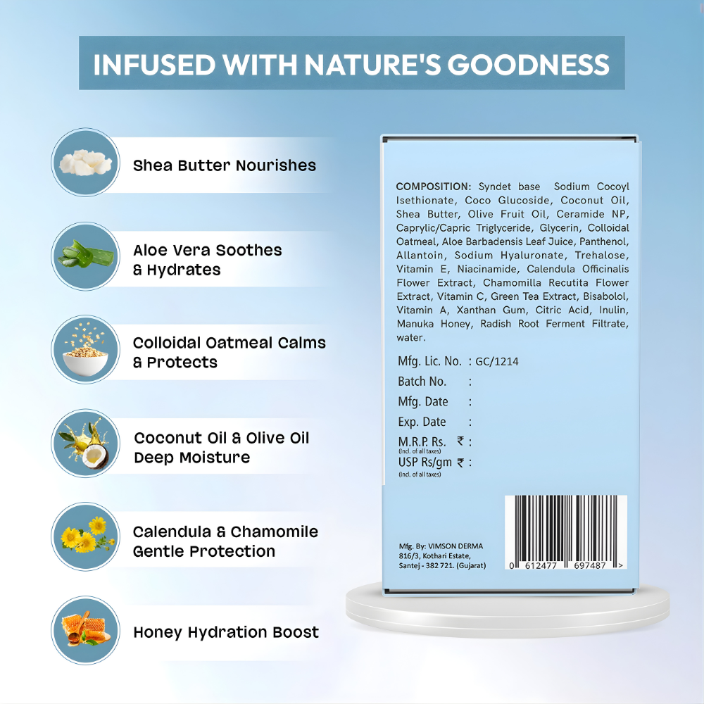 Non-irritating BabyBamp newborn soap, positioned as a gentle Cetaphil alternative.